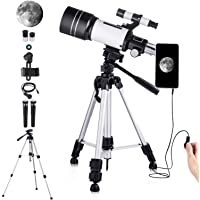 Telescopio Astronómico para Niños Adultos Principiantes- Telescopio Refractor HD de 70 mm para Astronomía- con Trípode…